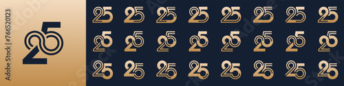 collection of creative number 25 logo designs. abstract twenty five design vector illustration