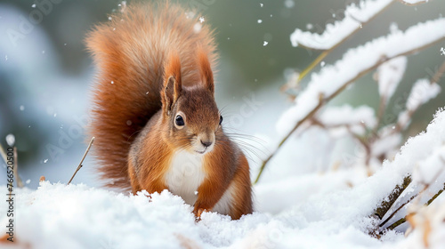  red squirrel in the snow © Jasmin