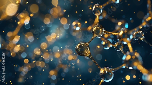 Winter Night Sparkle: Water Drops on a Surface with Bright Stars and Bokeh Decoration