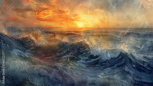 Sunset Seascape Oil Painting