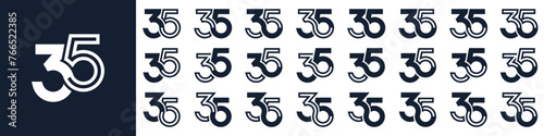 collection of creative number 35 logo designs. abstract thirty-five design vector illustration