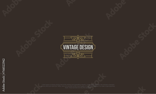Vintage old label logo frame artdeco style, emblem, badge, hispter antique label decorations. Vector design element