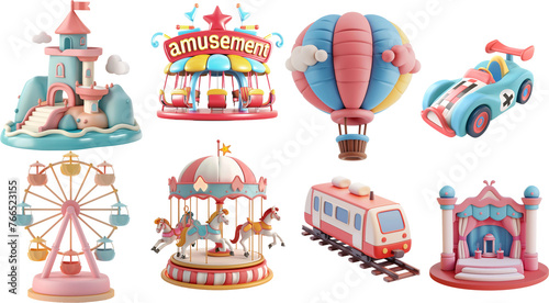 Playful amusement park 3d illustration
