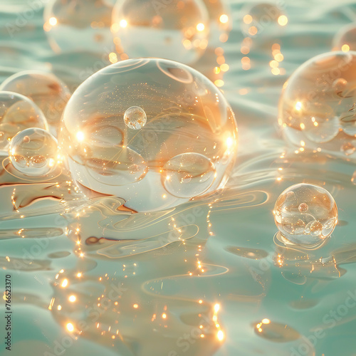 Beautiful glass balls emitting a soft glow photo