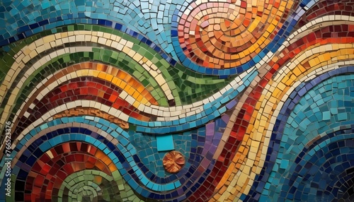 Vibrant Colorful Mosaic Artwork With Intricate Pa Upscaled 2