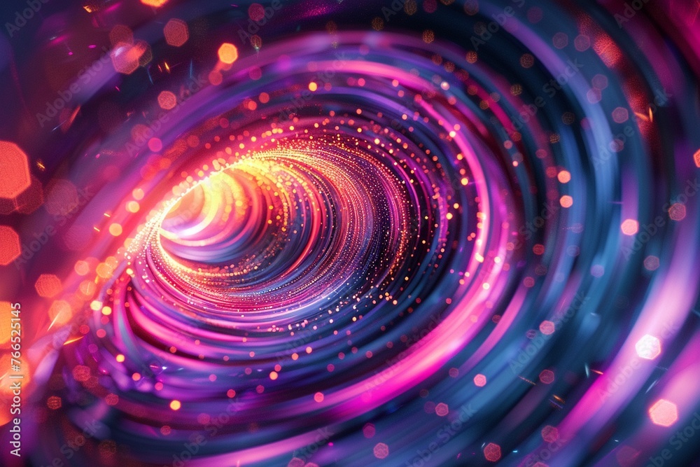 Immerse in a closeup of mesmerizing colorful lines, swirling like a vortex, portraying the intricate style of an internet network , High detail, High resolution,