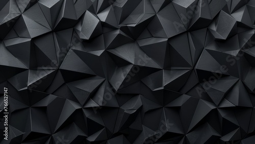 Abstract dark background with a geometric texture of black triangles for design and wallpaper