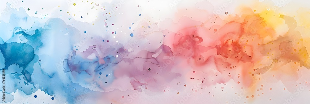 Soft Watercolor Washes with Ink Drops - Vibrant Abstract Digital Art Background