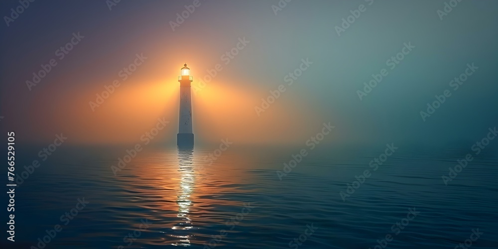 Navigating Remote Work with a Virtual Lighthouse: Guiding Light Across Digital Seas. Concept Remote work, Virtual teamwork, Work-life balance, Technology tools, Productivity tips