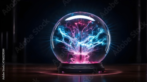 Magic crystal ball for future forecasting on a stunning purple galaxy background