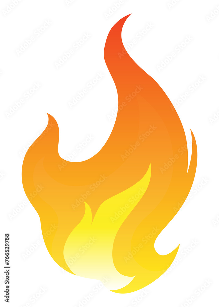 Fire flame icon. Cartoon heat wildfire or bonfire, burn power fiery. Power light energy silhouette. Campfire element in flat style. Isolated illustration Fire flame icon. Cartoon heat wildfire or bonfire, burn power fiery. Power light energy silhouette. Campfire element in flat style. Isolated illustration