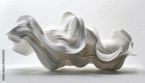 An organic sculpture sculpted from flowing ribbons of data, its intricate folds revealing hidden insights. photo