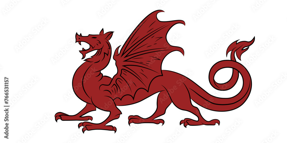Heraldic winged dragon. Symbol, sign, line, icon, silhouette, tattoo. Line and fill. Isolated vector illustration. New Year 2012, 2024, 2036. Heraldic winged dragon. Symbol, sign, line, icon, silhouette, tattoo. Line and fill. Isolated vector illustration. New Year 2012, 2024, 2036.