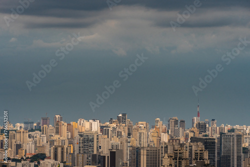 Skyline of the Center of São Paulo at night. Sao Paulo, Brazil. March16 2024.