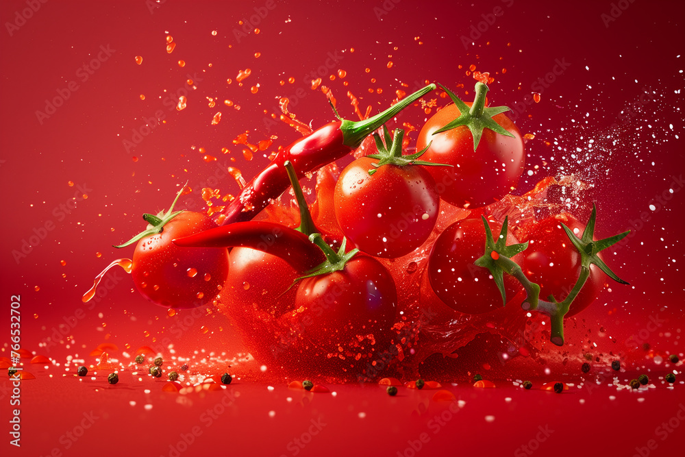 Tomatoes Splashing on Top of Each Other Tomatoes Splashing on Top of Each Other