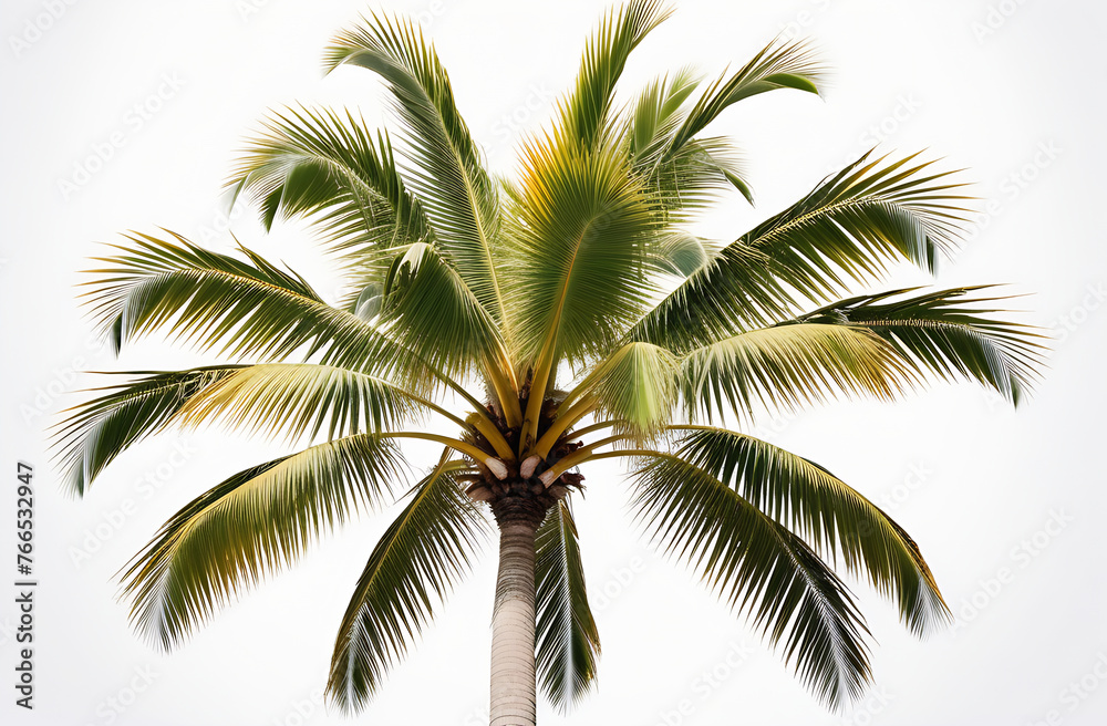 Obraz premium Colored beautiful palm tree. Palm tree in different colors of the rainbow on a white background.