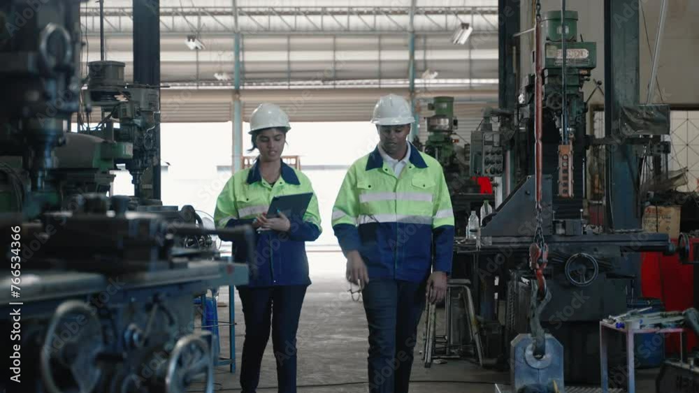 Engineers and technicians are consulting with each other on the production of components inside the workshop.
Engineers and technicians are consulting with each other on the production of components inside the workshop.