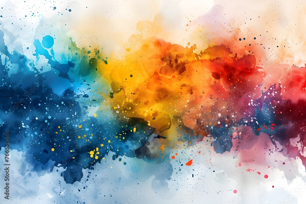 Vibrant Watercolor Splash Abstract Wallpaper with Space for Text Overlay,Ideal for Banner or Creative Digital Design