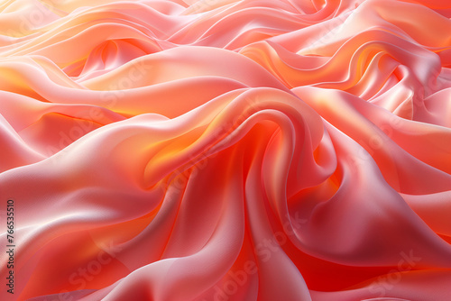 Abstract background with peach fuzz silk waves.A soft and elegant fabric with abstract waves