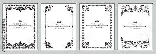 Vector floral ornament, set of Decorative vintage borders  and frames set