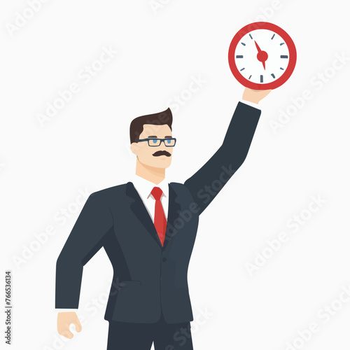 Businessman Holding Clock. Generative AI 