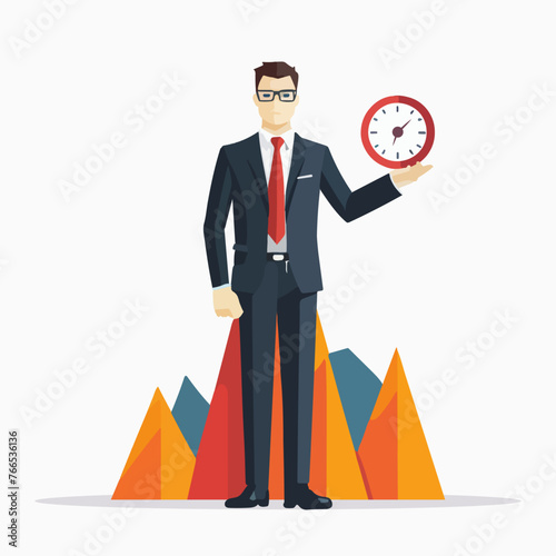 Businessman Holding Clock. Generative AI