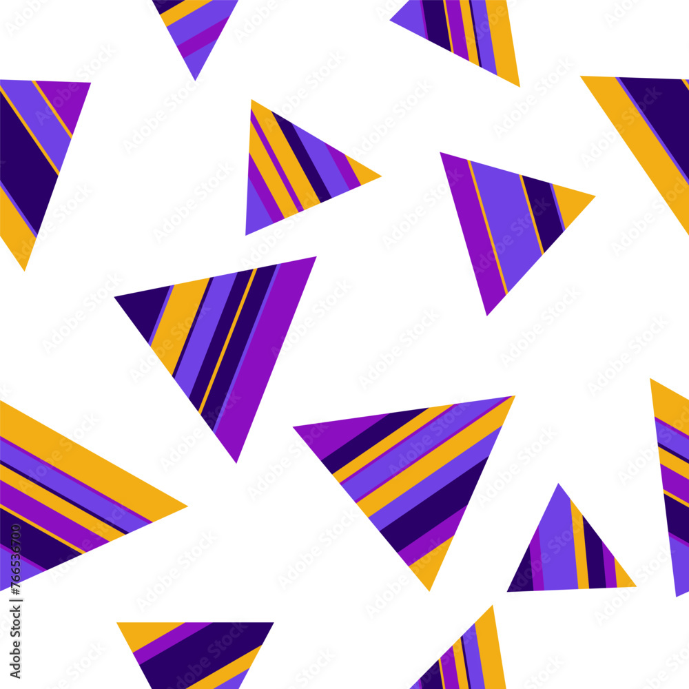 Seamless pattern of triangles. Geometric triangles. Bright seamless pattern. Design of fabric, wallpaper, wrapping paper. Vector
