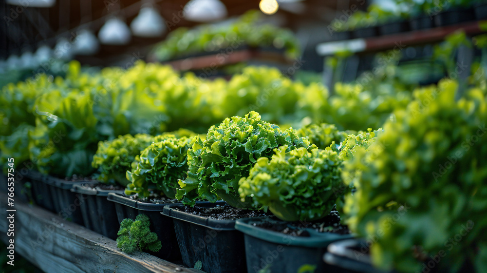Assorted greenery flourishing in a modern greenhouse. Ecology and clean agriculture concept. Interior shot for horticultural design and print Assorted greenery flourishing in a modern greenhouse. Ecology and clean agriculture concept. Interior shot for horticultural design and print