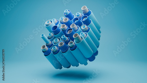 Wallpaper Mural Blue and grey tube pipes, 3d render close up Torontodigital.ca