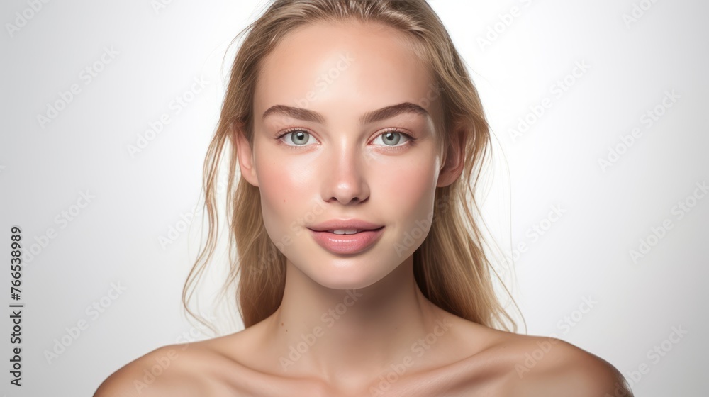 Fototapeta premium A woman with blonde hair and a pretty smile