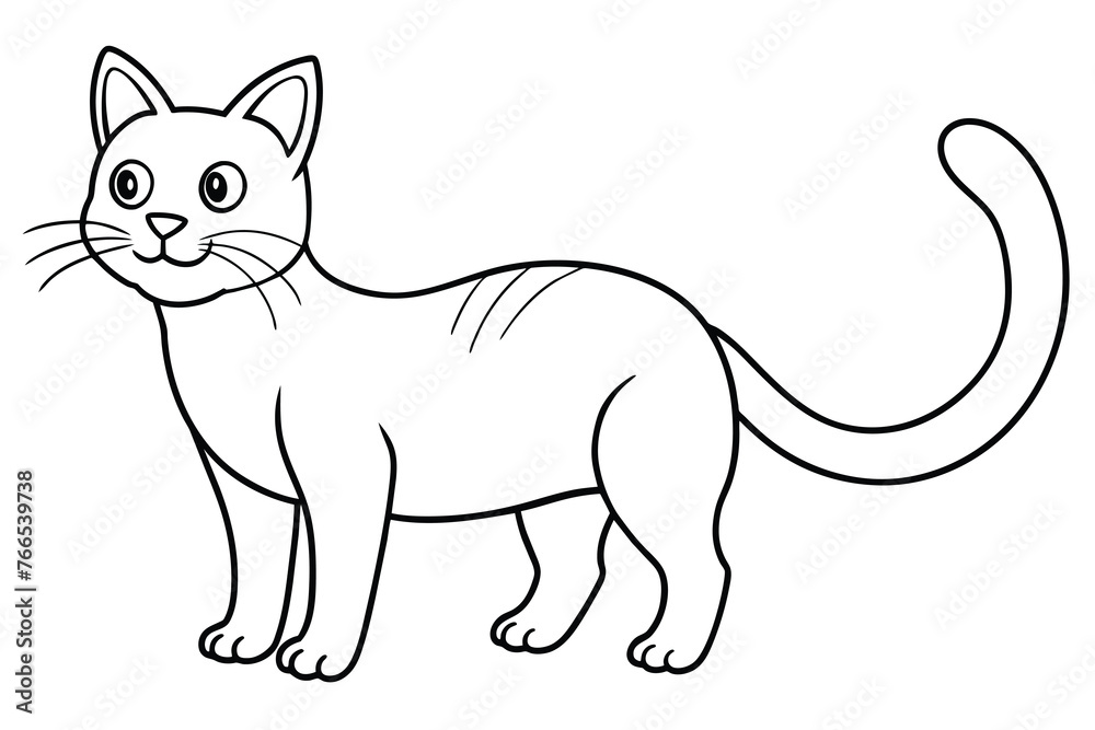 Funny cat line art, vector illustration