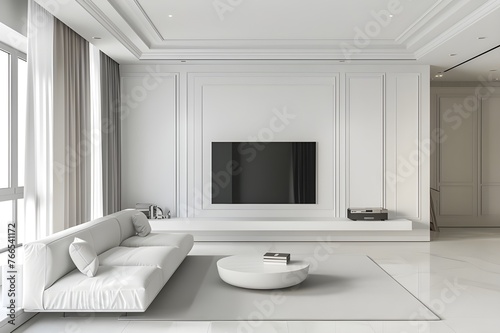 Stylish Comfort White Sofa and TV Unit Offering Luxury