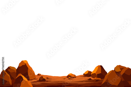View from cave or tunnel  frame in cartoon style. Cave landscape with place for text. Flat cartoon illustration with blank center