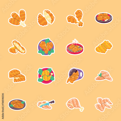 Pack of Chicken Cuisines Flat Stickers
