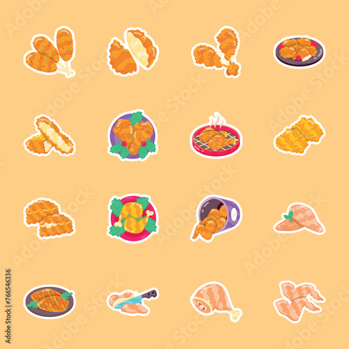 Pack of Chicken Cuisines Flat Stickers   