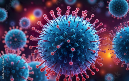 virus molecules, viral infection outbreak, rotavirus, microscopic view, close-up