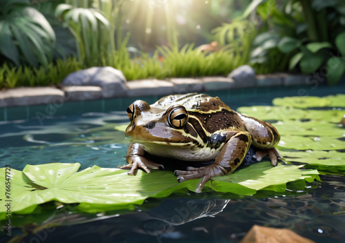 Frog in waterpool, AI photo