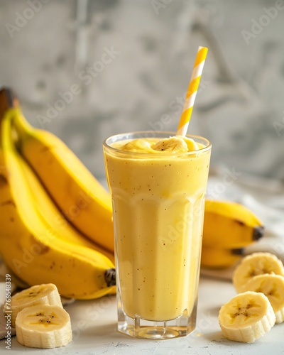 Banana smoothie on the table