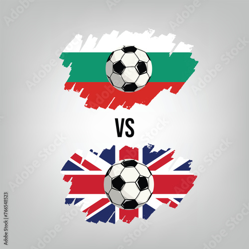 United Kingdom VS Bulgaria Soccer Match. Flat vector football game design illustration concept.