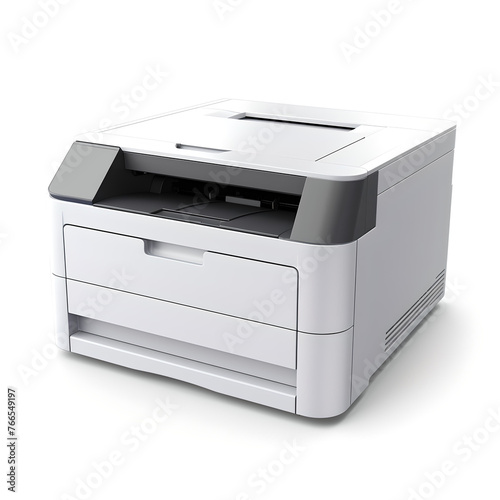 Modern office printer isolated on white background