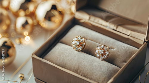The stunning presentation of these exquisite diamond earrings in a luxurious box makes them an ideal gift for any occasion photo