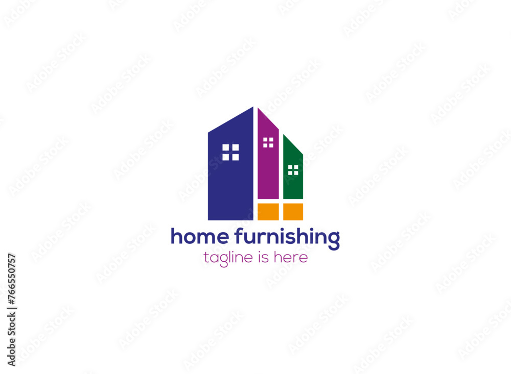 Unique House furniture line art logo design Unique House furniture line art logo design