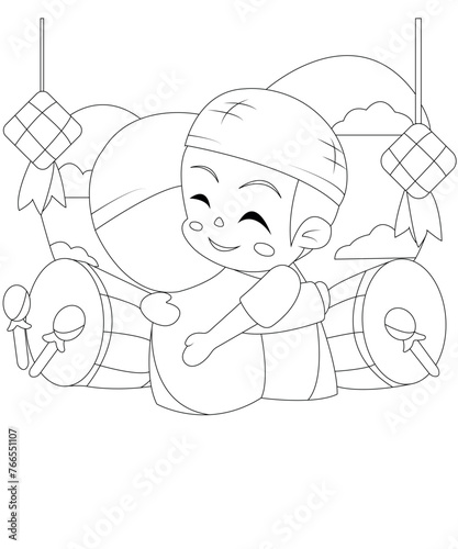 Eid Mubarak Coloring Book Page For Kids