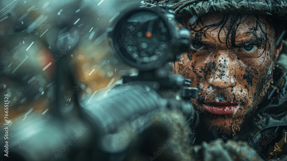 Asian soldier join forces to fight against the enemy in the War,generative ai Asian soldier join forces to fight against the enemy in the War,generative ai