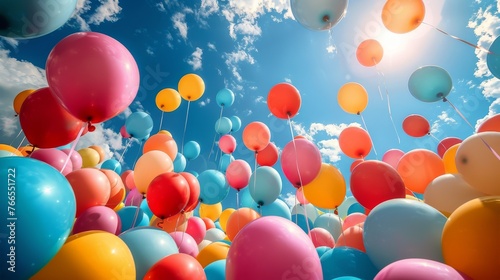 Colorful Balloons Floating in Air