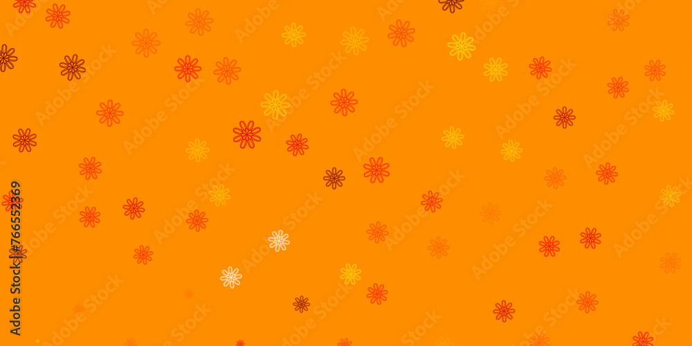 Light Red, Yellow vector doodle background with flowers. Light Red, Yellow vector doodle background with flowers.