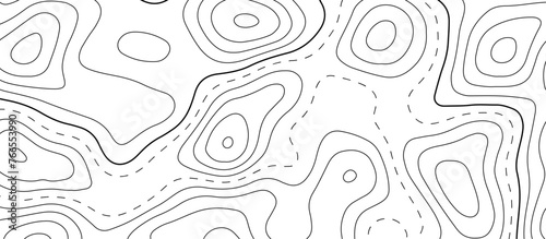  Abstract topographic map patterns, topography line map. The black on white contours topography stylized height of the lines. cotour map and line terrain path. Linear graphics. Vector illustration.