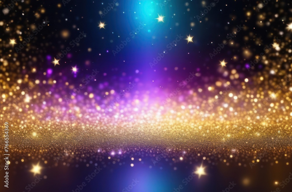 Glittering gradient background with hologram effect and magic lights.