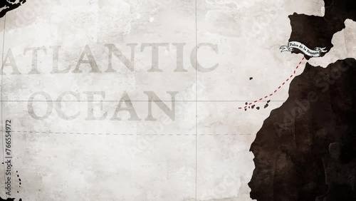 Map of Santa Maria Exact Sailing Route to America