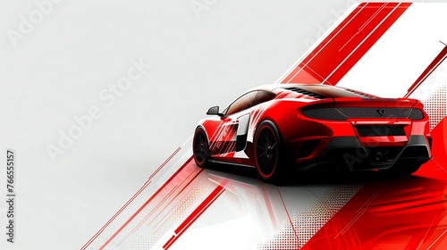 Red Sports Car on White Background